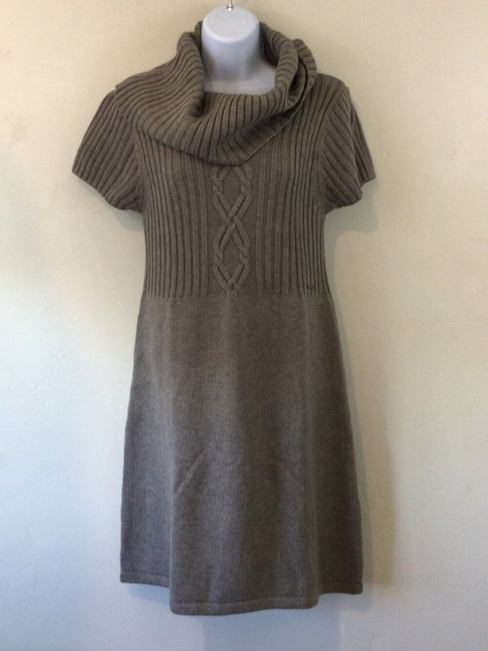 Tom Tailor Angora Wool Short Sleeve Turtleneck Cable Knit Sweater Dress